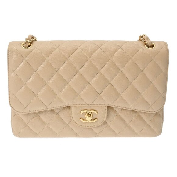 CHANEL Matrasse ChainShoulder W flap 11.8" beige - Picture 1 of 12